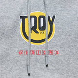 Grauer Troy Lee Designs Happy Dayz Hoodie aus weichem Heather-Gewebe, Freizeitbekleidung mit Logo-Print auf der Brust