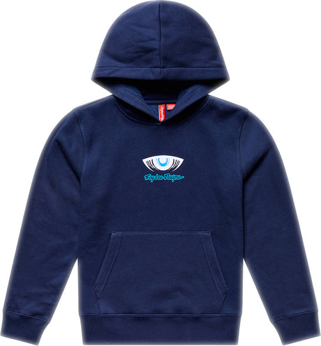 Troy Lee Designs Cyborg Jugend Hoodie in Dunkelblau, bequeme Freizeitbekleidung für Jugendliche, mit futuristischem Design.