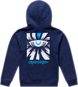 Troy Lee Designs Cyborg Jugend Hoodie in Dunkelblau, bequeme Freizeitbekleidung für Jugendliche mit auffälligem Design.