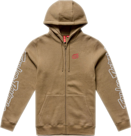 Troy Lee Designs Zip-up Badge Hoodie in Sienna, bequeme Freizeitbekleidung mit Reißverschluss und auffälligem Logo-Design.