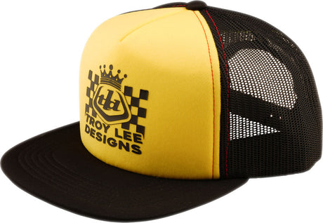 Troy Lee Designs Trucker Snapback Cap Freitag Nacht Schwarz Gold, Freizeitbekleidung, stylischer Baseball Cap mit Logo-Details