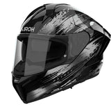 Schwarzer und grauer Airoh Matryx Reflex Integralhelm mit reflektierenden Details, aerodynamisches Design und komfortables Innenfutter.
