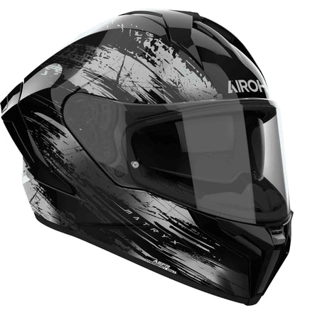 Airoh Helm Matryx Reflex schwarz/grau, integralhelm mit reflektierenden Akzenten, Sichtfenster und Belüftungssystem.