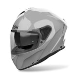 Airoh Spark 2 Integralhelm in Zement Grau mit klarer Visier, hochwertiges Motorradhelm-Design und Belüftungssystem sichtbar