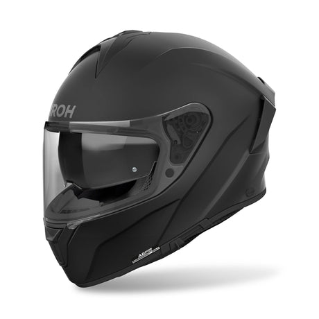 Schwarzer Airoh Integralhelm Spark 2 in mattem Finish mit Visier und Belüftungsöffnungen, ideal für Motorradfahrer.