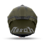 Airoh Spark 2 Dart Integralhelm in militärgrün mit schwarzen und grauen Akzenten, Schutzbrille und Belüftungsöffnungen sichtbar
