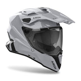 Airoh Commander 2 Endurohelm in zementgrau mit Visier und Belüftungsöffnungen, leichter Schutzhelm für Offroad-Fahrten