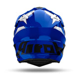 Airoh Commander 2 Reveal Endurohelm in Blau, Weiß und Schwarz mit Visier und Belüftungsöffnungen, für Offroad-Fahrten.