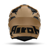 Matt-sand/schwarz-weißer Airoh Commander 2 Reveal Endurohelm mit Visier und Belüftungsöffnungen, robustes Schutzdesign