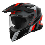 Airoh Commander 2 Endurohelm in mattschwarz, grau und fluo-orange mit sichtbarem Visier und Belüftungsöffnungen