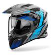 Grauer und schwarzer blauer Airoh Endurohelm Bandit Spicy mit Visier und Belüftungsöffnungen, robustes Design für Offroad-Fahrten