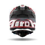 Motorradhelm Airoh Aviator 3 Monarch in mattschwarz, grau, weiß und rot mit Visier und Belüftungsöffnungen