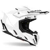 Weißer Airoh Twist 3 Motocrosshelm mit klarem Visier und Belüftungsöffnungen, optimaler Schutz für Offroad-Fahrer.