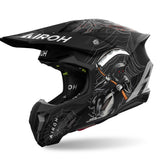 Motocrosshelm Airoh Twist 3 Arcade in matt-schwarz mit Grau- und Rotakzenten, robuste Helmgrafik, gute Belüftung, sicherer Sitz
