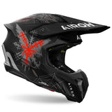 Airoh Twist 3 Arcade Motocrosshelm in mattschwarz, grau und rot mit aerodynamischem Design und Visier.