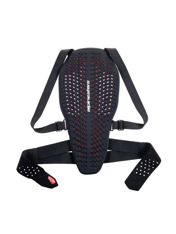 Alpinestars Nucleon Plasma Rückenprotektor, Nachrüstprotektor für sicheren Schutz bei Motorradfahrten, abgebildet in schwarz.