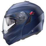 Matt-blauer Caberg Duke X Klapphelm mit Yama-Design, sichtbare Helmform und Belüftungsöffnungen in der Abbildung.