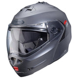 Matt-gun metallic Caberg Duke X Klapphelm mit klarer Visier und atmungsaktivem Innenpolster, modernes Design für Motorradfahrer