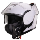 Weißer Caberg Klapphelm Trip mit Visier und Belüftungsöffnungen, bequem und sicher für Motorradfahrer.