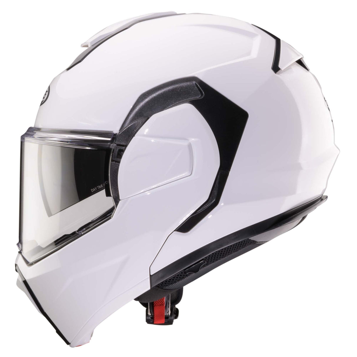 Weißer Caberg Klapphelm Trip mit aerodynamischem Design und bequemer Passform, sichtbar auf dem Bild.