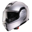 Matt-silberner Caberg Klapphelm Trip mit Visier und Belüftungsöffnungen, komfortabler Motorradhelm für sicheres Fahren