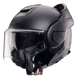 Mattschwarzer Caberg Klapphelm Trip mit klappbarem Visier und bequemer Passform, ideal für Motorradfahrer.