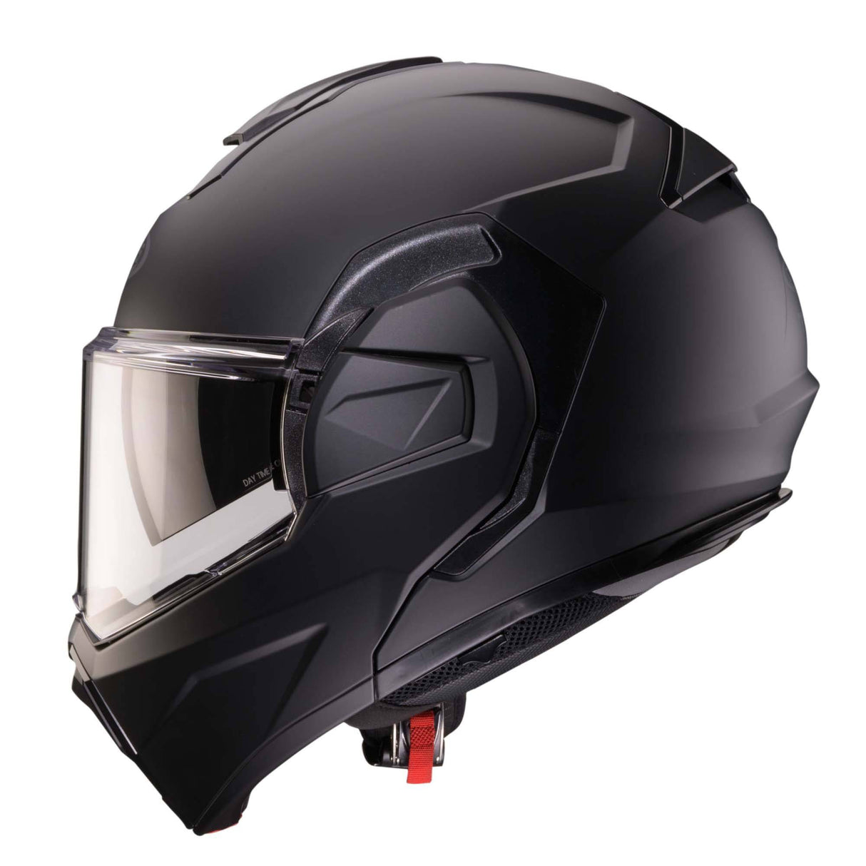 Schwarzer, matt Caberg Klapphelm Trip mit Visier und Belüftungsöffnungen, bequem auf einem Motorrad getragen