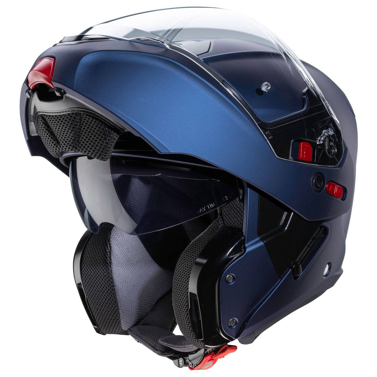 Matteblauer Klapphelm von Caberg Horus X, Yama-Design, mit Sichtfenster und komfortabler Passform, geeignet für Motorradfahrer.