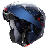 Matteblauer Klapphelm von Caberg Horus X, Yama-Design, mit Sichtfenster und komfortabler Passform, geeignet für Motorradfahrer.