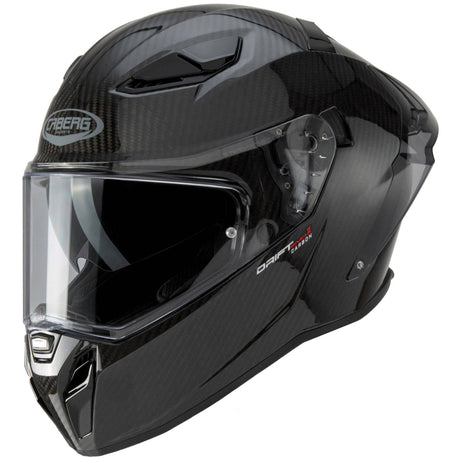 Schwarzer Caberg Drift Evo II Carbon Integralhelm mit aerodynamischem Design und Belüftung, Sichtfeld und sicherer Passform
