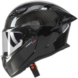 Schwarzer Caberg Drift Evo II Carbon Integralhelm mit aerodynamischem Design und integriertem Visier.
