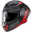 Schwarzer und roter Caberg Drift Evo II Carbon Nova Integralhelm mit aerodynamischem Design und Belüftungssystem.