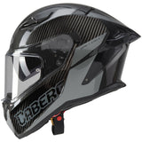 Schwarzer und grauer Carbon-Integralhelm Drift Evo II von Caberg, mit aerodynamischem Design und klarer Visier.