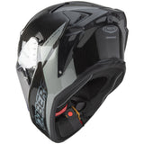 Schwarzer und grauer Caberg Drift Evo II Carbon Nova Integralhelm, leichte Carbonoptik, atmungsaktives Visier, sportliches Design.