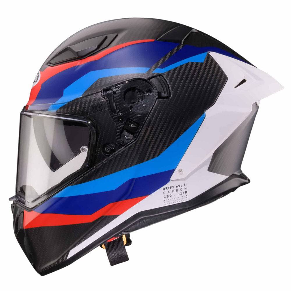 Matt schwarzer Caberg Drift Evo II Integralhelm aus Carbon mit MSport-Design, langlebiges und komfortables Motorradhelmmodell
