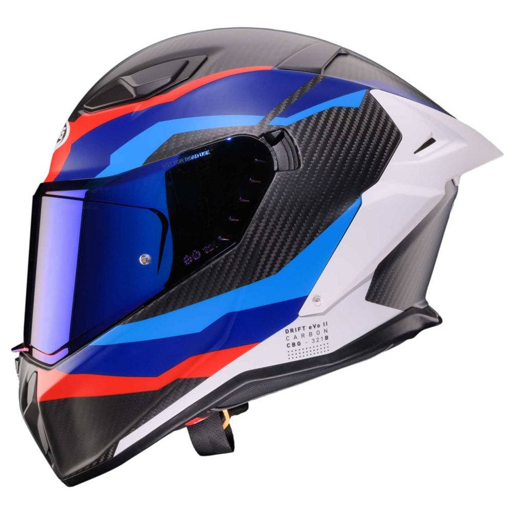 Matt schwarzer Caberg Drift Evo II Integralhelm aus Carbon mit MSport-Design, sichtbare Belüftungsöffnungen und bequemes Innenfutter