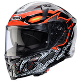 Schwarzer und grau-fluo-orange Caberg Avalon X Gurkha Integralhelm mit Belüftungsöffnungen und schnittigem Design.