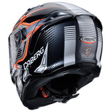 Schwarzer und grau-fluo orange Caberg Avalon X Gurkha Integralhelm, sichtbare Helmschale und Belüftungsöffnungen
