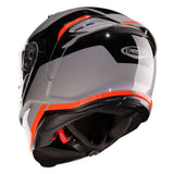 Grauer und schwarzer Caberg Avalon X Pure Integralhelm mit roten Fluo-Akzenten, Sichtfenster und Belüftungsöffnungen.