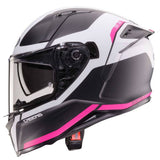 Integralhelm Caberg Avalon X Pure in mattschwarz, weiß-fluo-Fuchsia mit sichtbarem Visier und Belüftungsöffnungen