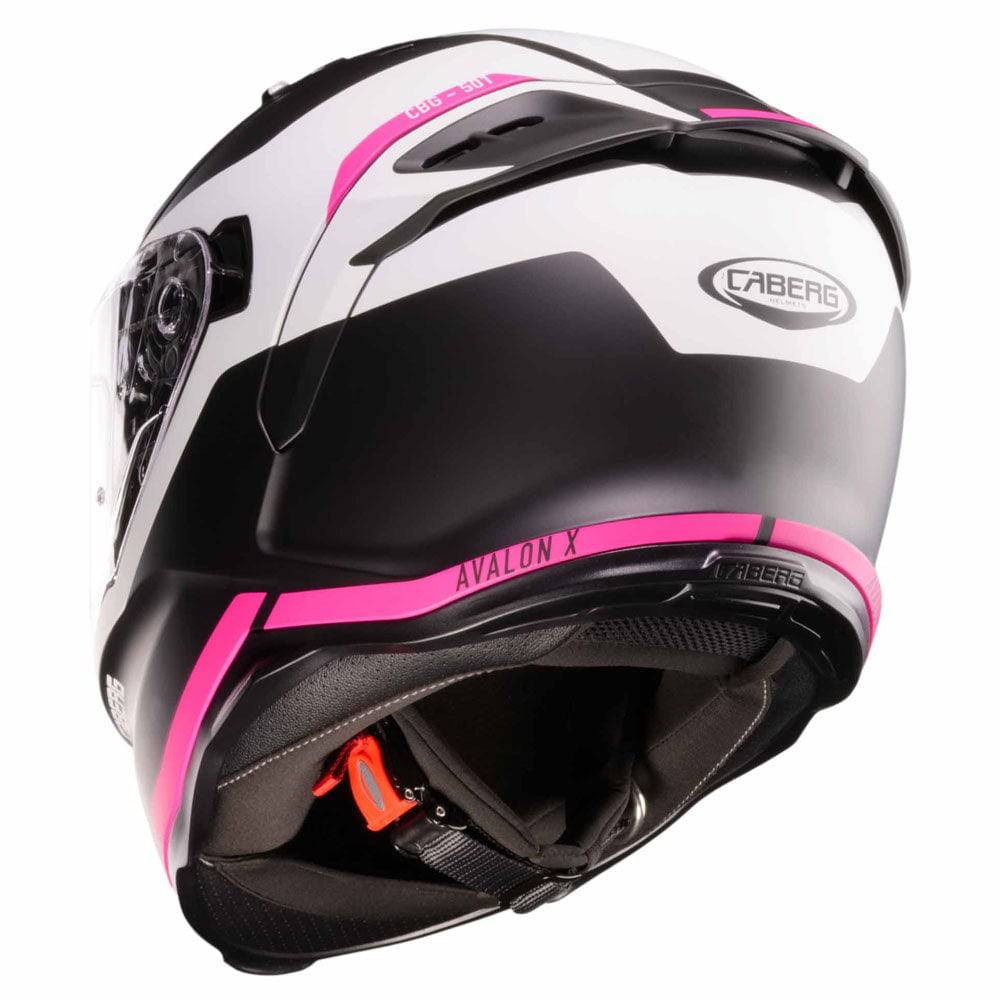 Schwarzer, weiß-fluoreszierender Fuchsia Caberg Integralhelm Avalon X Pure mit mattem Finish, sichtbarer Innenpolsterung