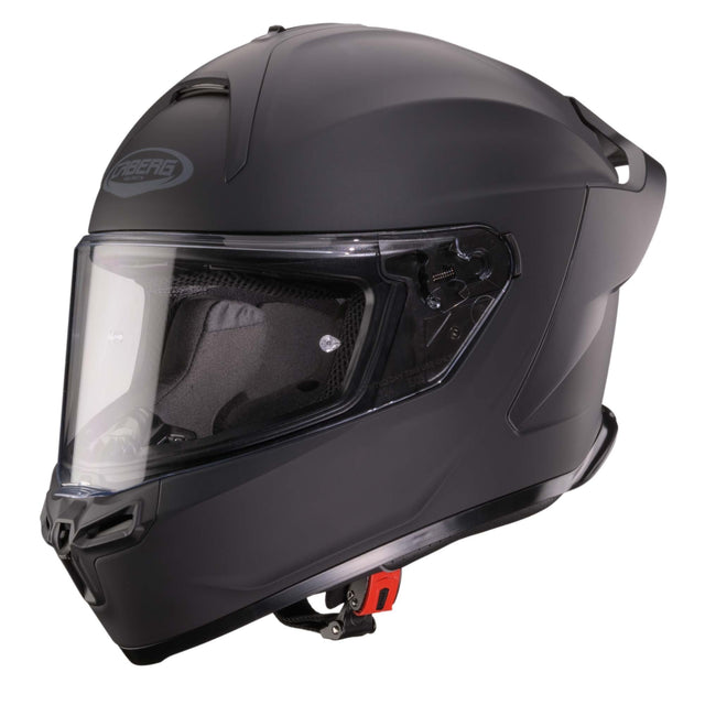 Schwarz matt Caberg Roxter Integralhelm mit aerodynamischem Design und sicherer Passform.