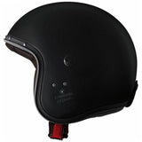 Matte schwarze Caberg Freeride X Jethelm mit klarer Visierabdeckung und komfortabler Passform, ideal für den Motorradhelm.