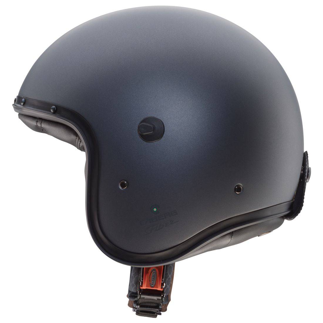 Matt-graue, metallic Jethelm Caberg Freeride X mit schmalem Design und klarer Sichtscheibe, ideal für Motorradfahrer.