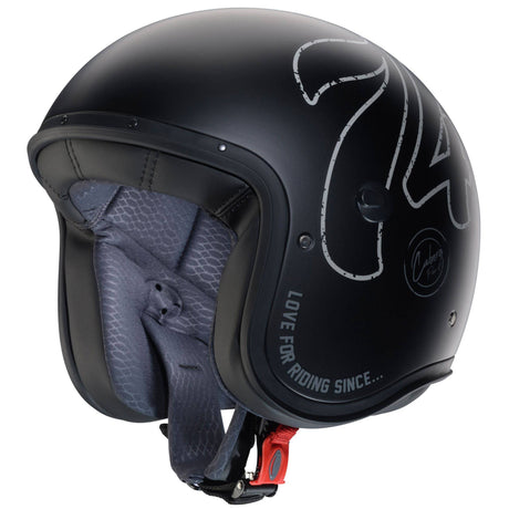 Schwarz-anthrazitfarbene Caberg Freeride X 74 Jethelm mit mattem Finish, Sichtscheibe und komfortabler Passform.