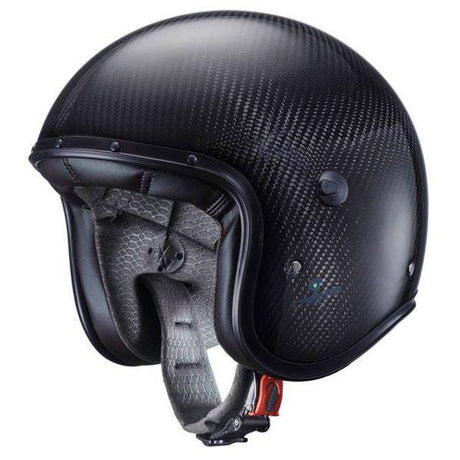 Schwarzer Jethelm Caberg Freeride X Carbon mit aerodynamischem Design, leichtem Glasfaser-Carbon-Gehäuse und bequemem Visier