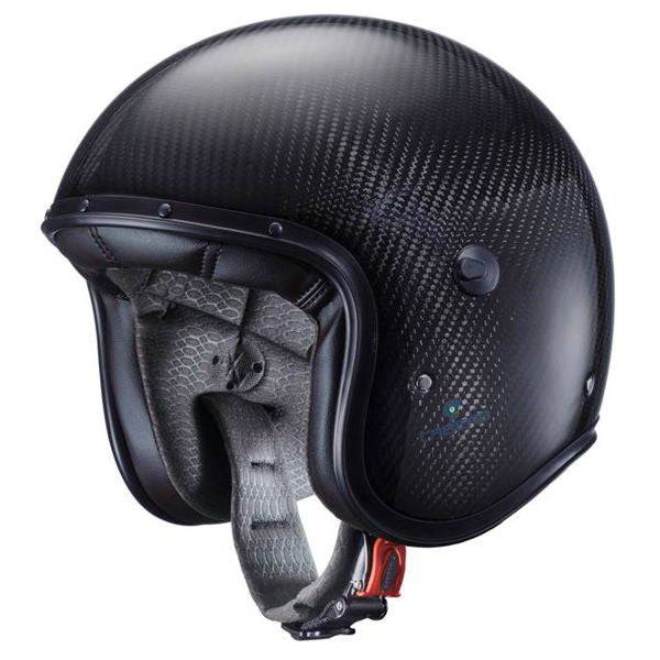 Schwarzer Jethelm Caberg Freeride X Carbon mit aerodynamischem Design, leichtem Glasfaser-Carbon-Gehäuse und bequemem Visier