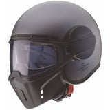 Matt-graue Caberg Ghost X Jethelm mit metallic-grauen Akzenten, leichtes Design, komfortabler Sitz und moderne Optik.