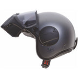 Matt-gun metallic Jethelm von Caberg Ghost X mit klarem Visier und luftigen Belüftungsöffnungen, für stilvolles Motorradfahren.