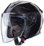 Schwarzer Caberg Flyon II Carbon Jethelm mit glänzendem Finish und aerodynamischem Design, leichte Carbon-Schale.
